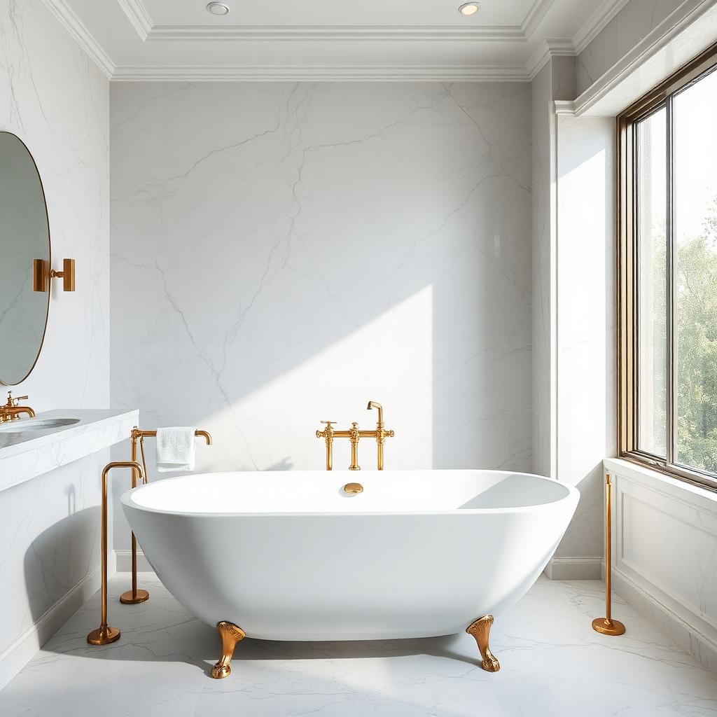 Marble & brass principal bathroom